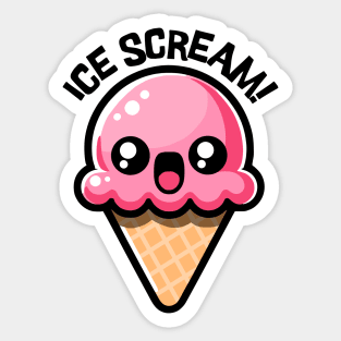 Ice Scream! Cute Ice Cream Pun Sticker